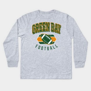 Vintage Green Bay Football Kids Long Sleeve T-Shirt